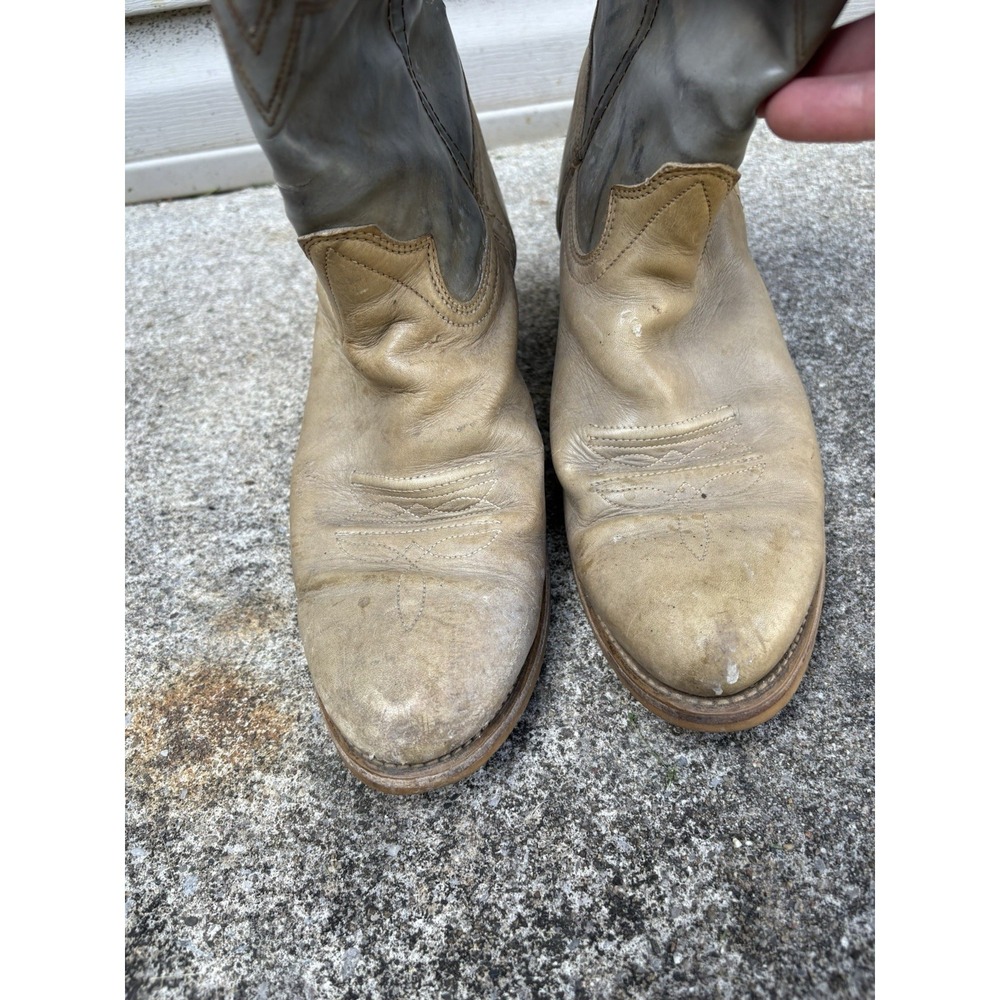 Vtg Texas Two Tone Gray 8 EE Men's Western Boots Cowboy - Picture 6 of 12